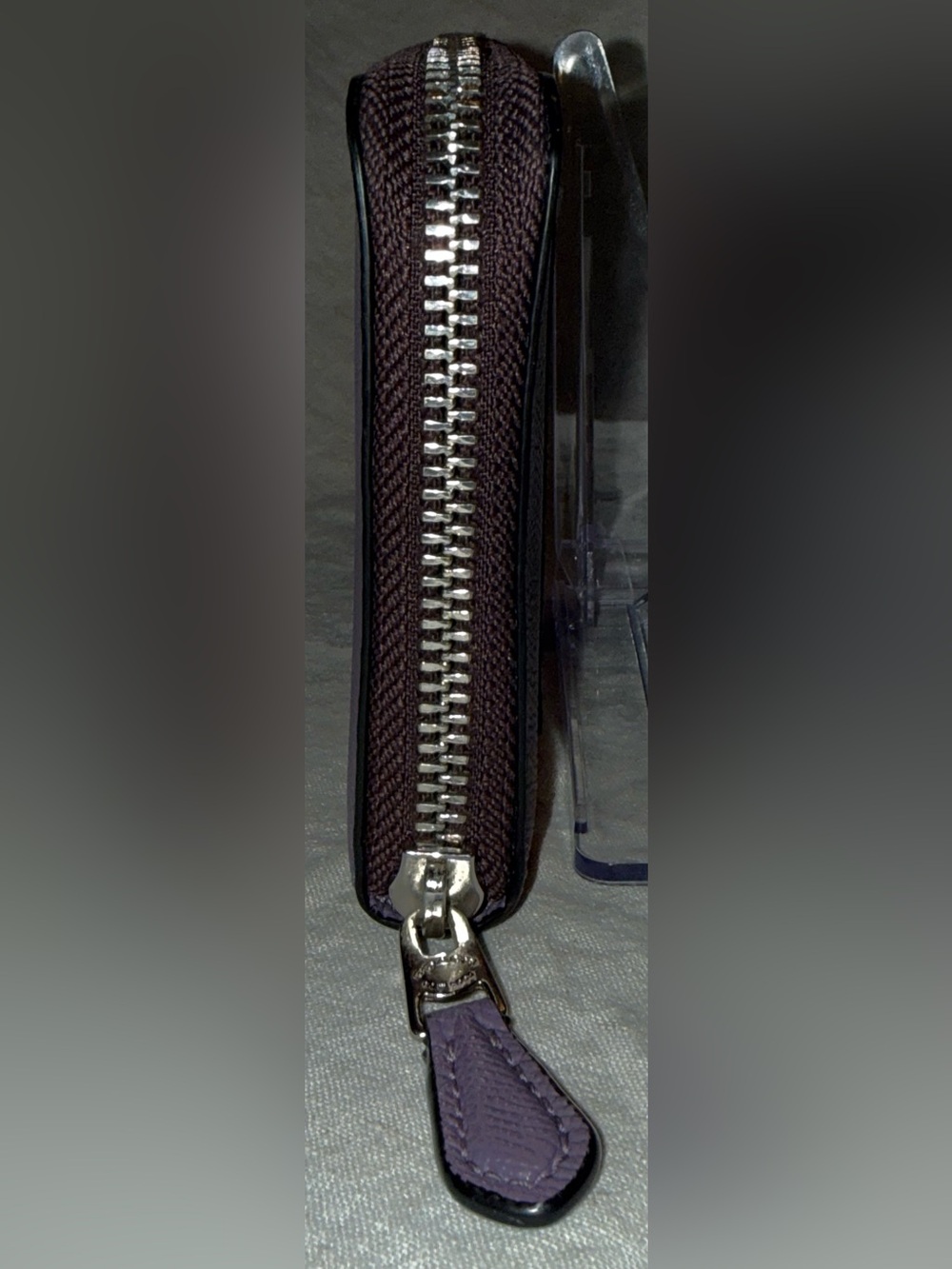 Coach Plum Zip-Around Saffiano Leather Wallet with Front Card Slot - Picture 5 of 15
